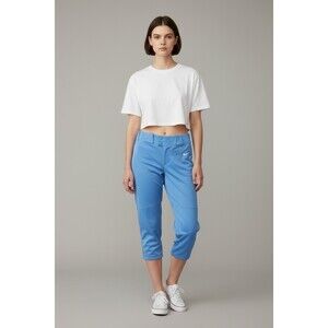 Nike Team Softball Pants Women Large Baby Blue 3/4 Cropped Capri 100% Polyester